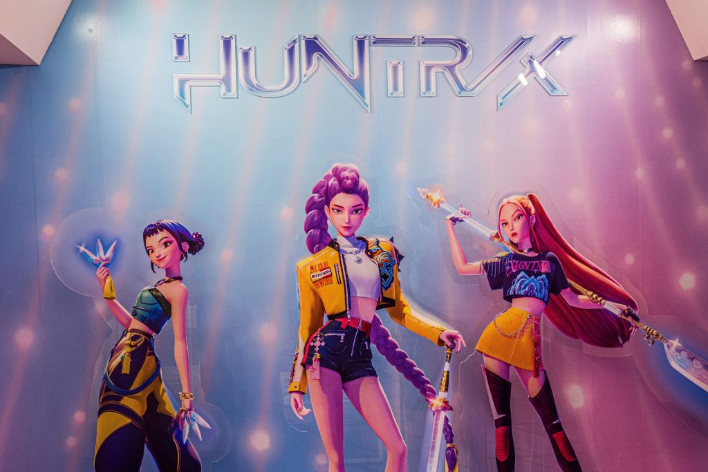 Seoul, South Korea – December.14.2025: Zoey, Rumi Kang and Mira Character Cutout Displays at K-Pop Demon Hunters Official Popup Store.