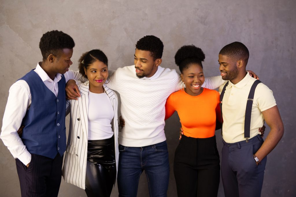 group of young african people indoors